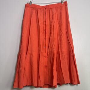 NWT Talbots Trending Peasant Button Front Drawstring Midi Skirt Sz XL Orange